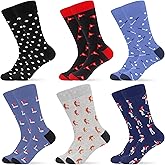 WeciBor Men's Patterned Dress Socks - 6/12 Pairs Seamless Cotton Crew Socks for Business, Office & Daily Wear