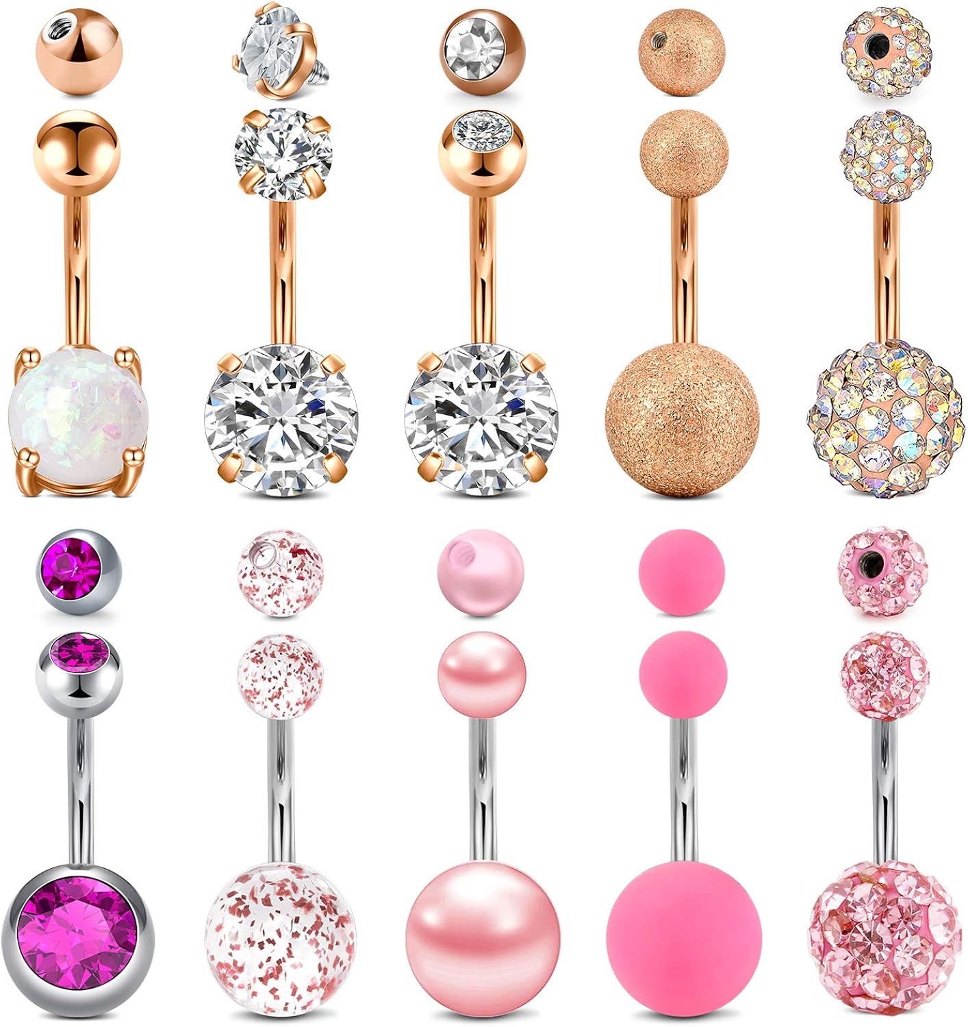 Mayhoop 14G Belly Bar Belly Button Bar Different Balls Style Belly