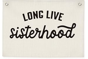 CEBTHN Girls Room Decor – Long Live Sisterhood Linen Canvas Banner, Wall Hanging Flag for Nursery, Playroom, Teen Girl Bedroom, Feminine Gift Wall Art, 20x30 Inch