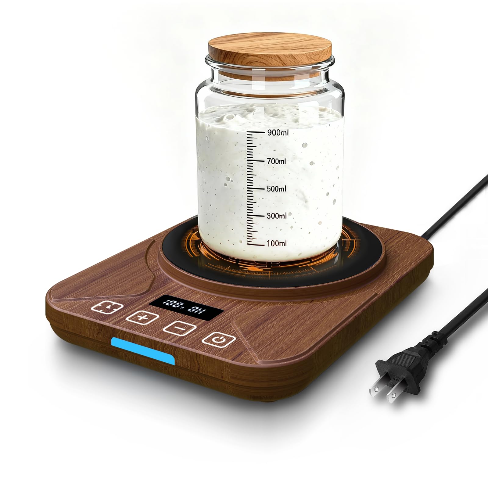 Photo 1 of Sourdough Starter Warmer Mat - 24H Timer - Precise 1°F Thermostat Control (70-100°F) - Smart Memory Warming On/Off - Fits Jars Up to 40oz - Perfect for Home Baking (Burnt Umber)