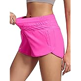 MCEDAR Womens High Waisted Running Shorts Elastic Mesh Liner Dolphin Athletic Gym Workout Shorts with Zipper Pocket