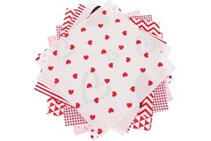 Hohopeti 8sheets Valentine's Day Patchwork Fabric Quilting Material Heart Patterns for Crafts Home Decor