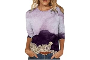 SYMOID Women's Crewneck Christmas Shirts Dressy Funny Graphic 3/4 Sleeve Top Shirts Soft Comfy Tshirt Trendy 2023