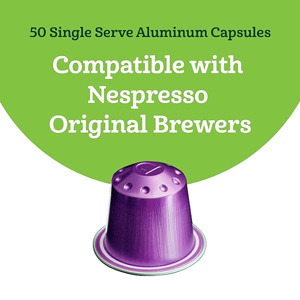 AMAZON FRESH RISTRETTO INTENSO DARK ROAST ALUMINUM CAPSULES, COMPATIBLE WITH NESPRESSO ORIGINAL BREWERS, INTENSITY 10/13, 50 COUNT (5 PACKS OF 10)