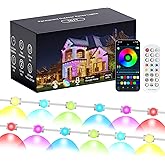 Easesonic Permanent Outdoor Lights for House, 50ft Smart RGB+IC Eaves Lighting with App & Remote Control, IP67 Waterproof Year-Round Outdoor Christmas Lights for Halloween, Parties & Holiday