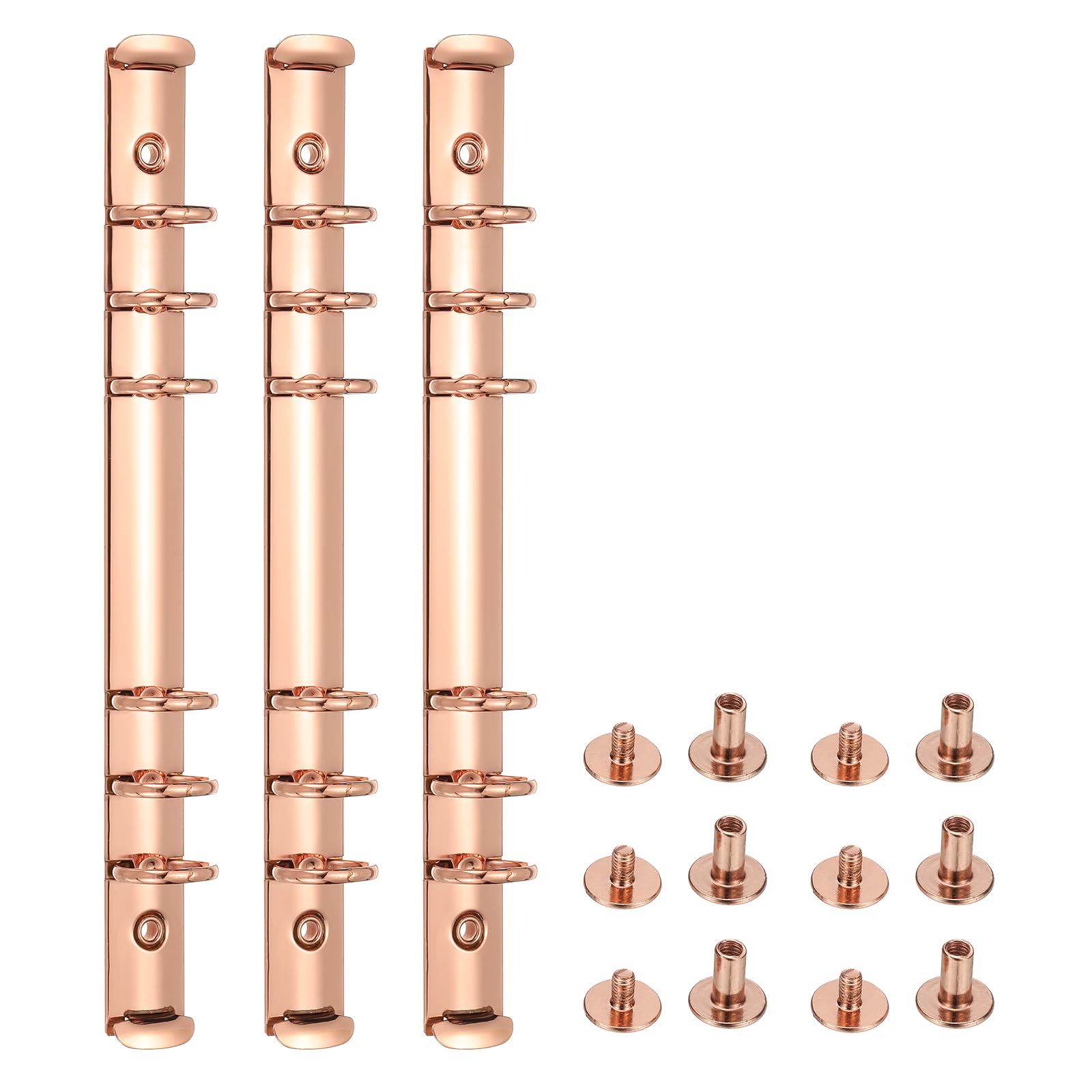 PATIKIL A5 6-Hole Ring Binder Mechanisms, 3 Set Replacement Binder Planner, Rose Gold