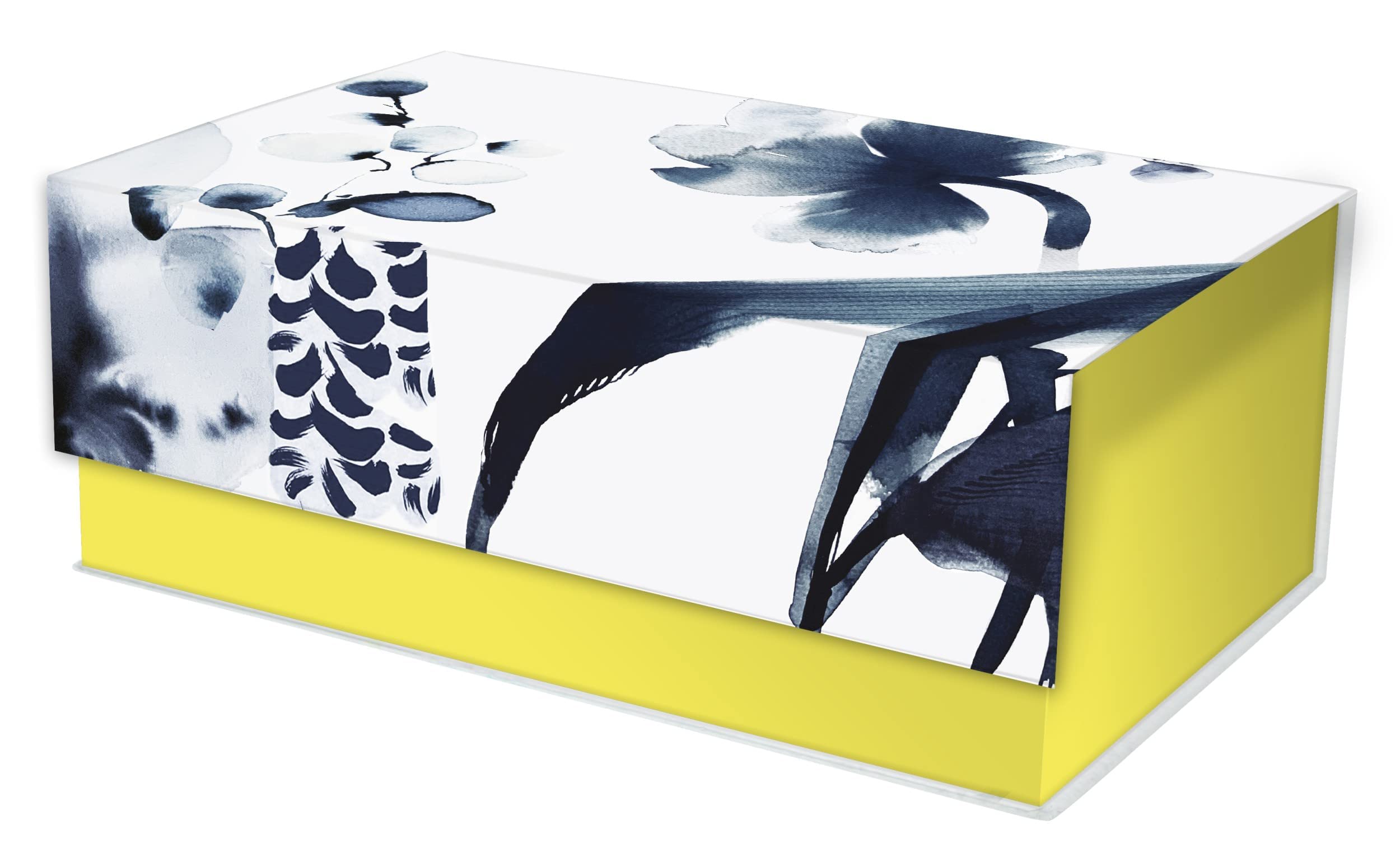 Clairefontaine 115940C - Rectangular Multifunctional Cardboard Storage Box - Floral in Blue Ink - 29.8x17.8x10.8 cm - Satin finish paper - Inkebana Collection