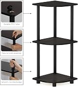 Furinno Turn-N-Tube Corner Shelf 3-Tier Espresso Display Storage Shelves view 4