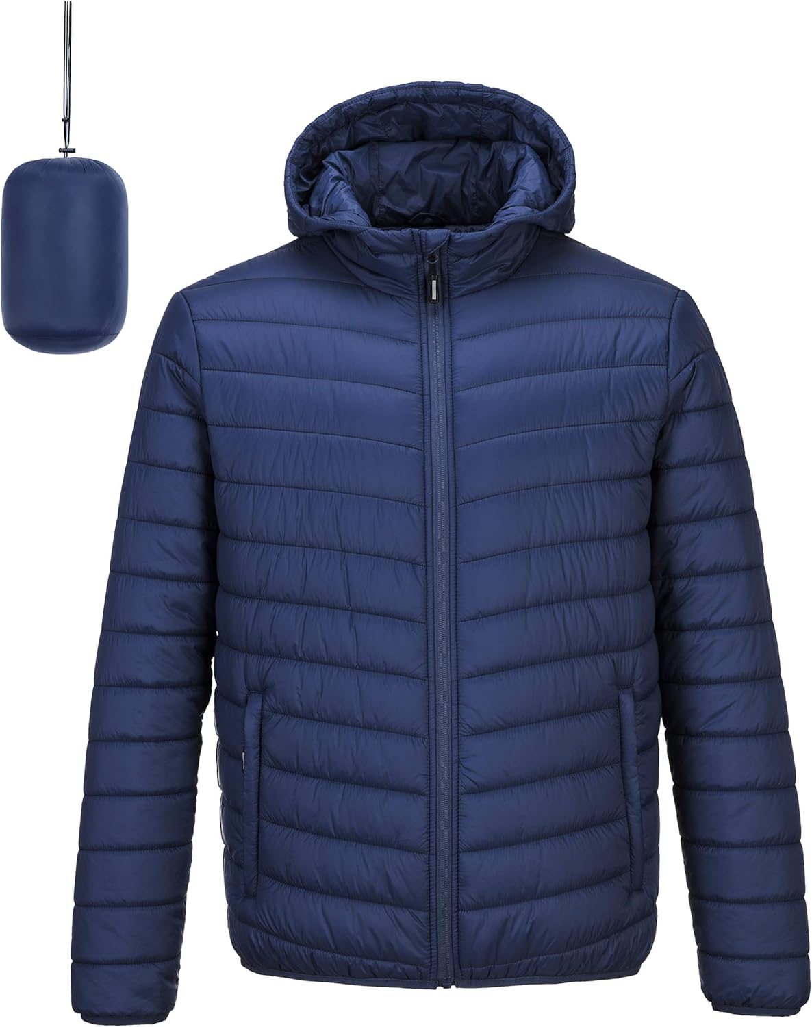 Outdoor Ventures Men's Lightweight Packable Hooded Puffer