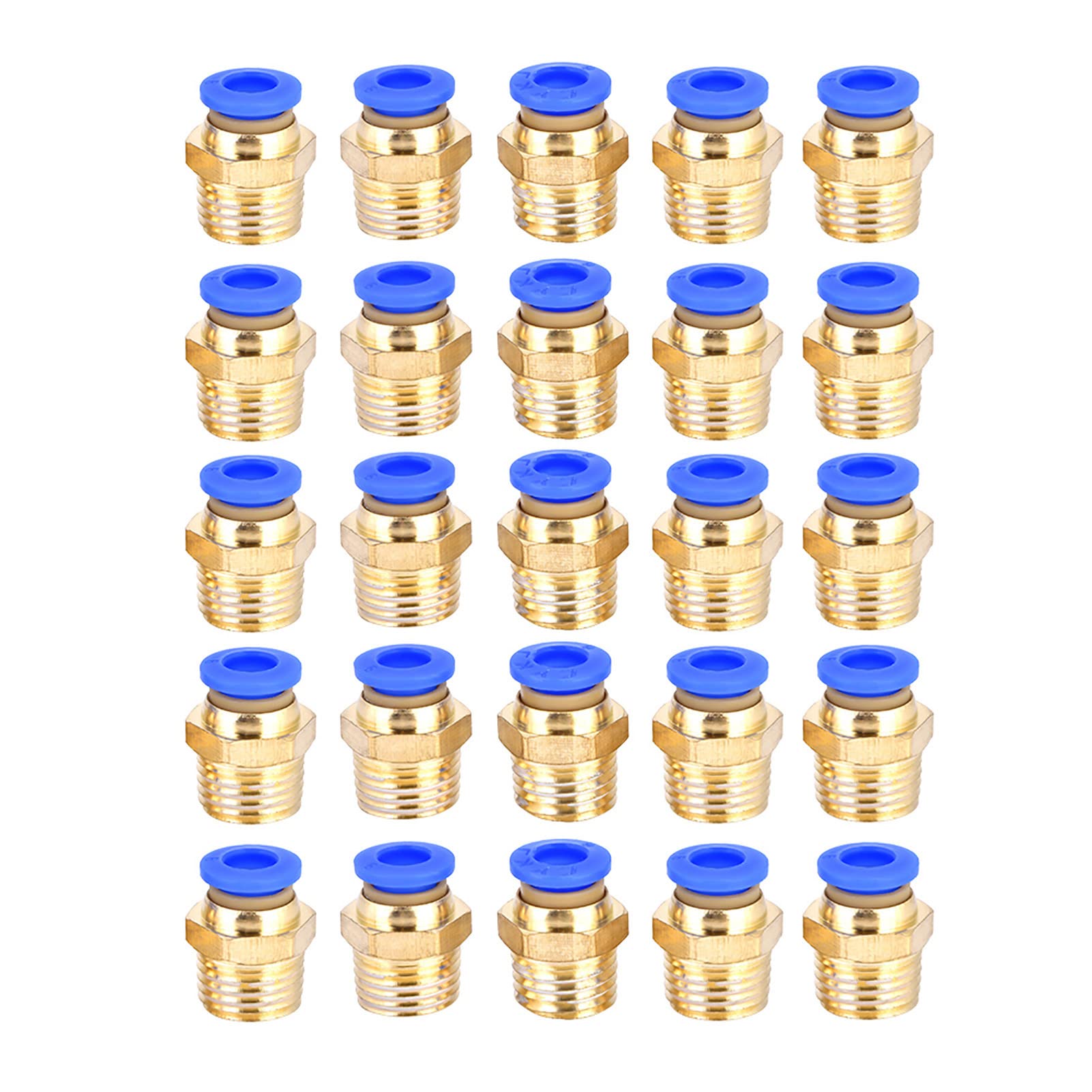 25pcs G1/4 pc6-02 Pneumatic Push Quick Male Connector Air Quick Fittings Adapter for Quick Connection for Pipe and Pneumatic Tools