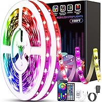 Tenmiro Led Lights for Bedroom 100ft (2 Rolls of 50ft) Music Sync Color Changing Strip Lights with Remote and App Control RGB