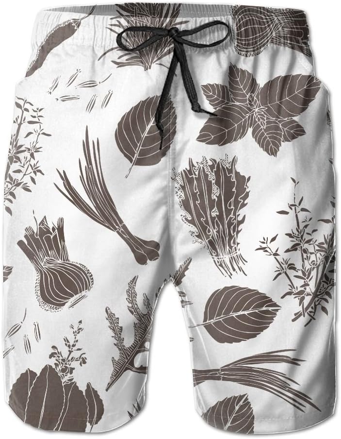 DTMN7 Culinary-Herbs Men's Beach Shorts Casual Classic Printing Quick Dry Swim Trunks With Pockets