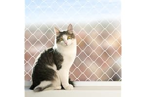 AnExer Cat Balcony Rail Net, 10 x 26 ft Cat Anti-Fall Netting Pet Balcony Mesh Fence Net Dog Fence Nets Black Nylon Pets Anti-Fall Mesh Fence