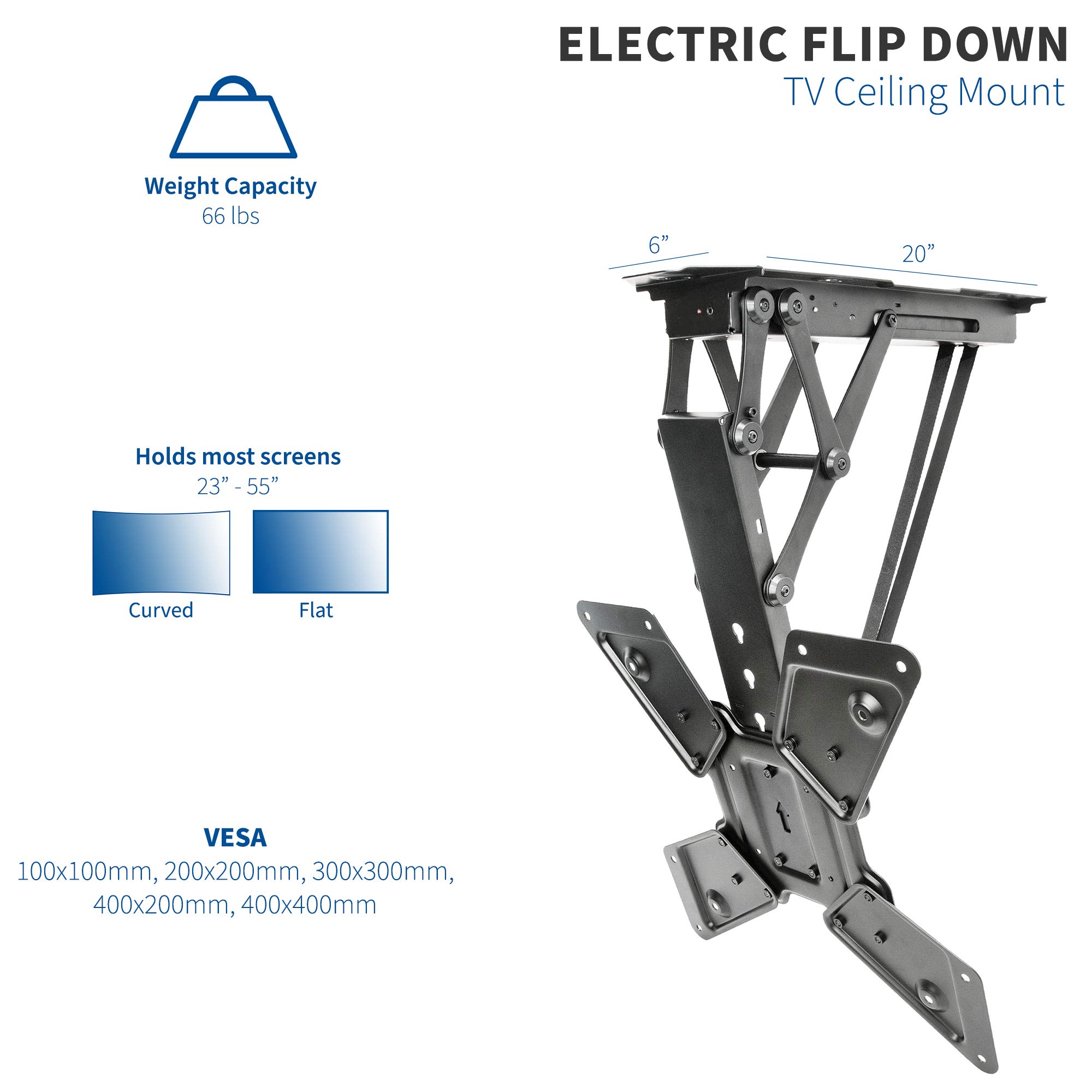 VIVO Electric Motorized Flip Down Pitched Roof Ceiling TV Mount for 23