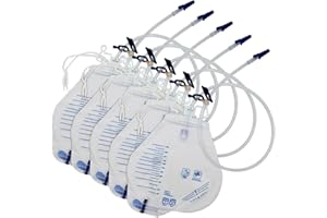 GREETMED Urinary Drainage Bag 2000ml Disposable Urine Bags for Men with Anti-Reflux Chamber, 40" Drainage Tube with Sample Port and Clips Professional Catheter Bags with T Valve Hanger and Rope