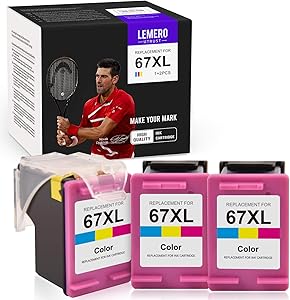 LemeroUtrust Remanufactured Ink Cartridge Replacement for HP 67XL 67 XL use with HP DeskJet 2755 2732 2752 Plus 4155 4152 4140 4158 Envy 6055 6052 Pro 6455 6058 (1 Print Head, 3 Tri-Color Cartridges)