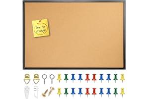 AMKIOKIO 24'' x 36'' Large Bulletin Board, Black Oak Framed Corkboard, Cork Board for Walls, Vision Board, Pin Wood, Ideal fo