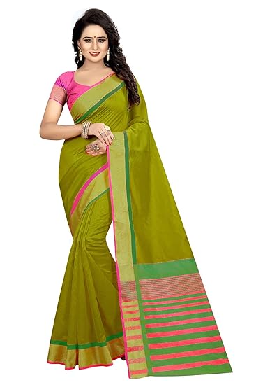 Women Cotton Silk Sarees PARWANI GREEN