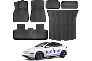 Maysoo 2025 2026 New Tesla Model Y Juniper Floor Mats Set of 6 Mats All Weather TPE Non-Slip Interior Floor Liners and Cargo Trunk Mats Accessories(Only for Tesla Model Y Juniper)