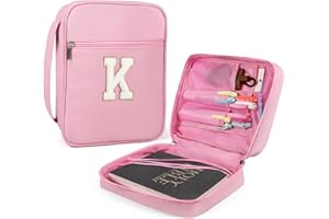 Bible Covers for Girls, Fruobeyla Pink Bible Cases for Woman PU Leather Bible Carrying Case for Women, Large Book Cover with Handle and Zippered Pocket for Kids, 10.2" X 7.8" X 2.7" Pink (Letter K)