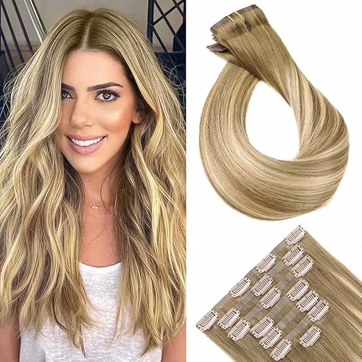 Maxfull Seamless Clip In Remy Hair Extensions Chestnut Brown Balayage