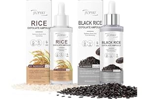 Glow White & Black Rice Exfoliate Ampoule: Day & Night Peeling Shot Exfoliating Gel with Rice Extract with Niacinamide Hyalur
