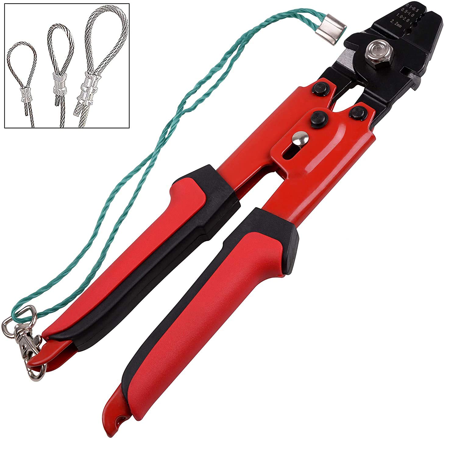 Wire Rope Crimper Sleeve Crimping Tool, Hand Crimping Pliers Set Crimp Sleeves Steel Wire Rope Cutter Crimper Tools Fishing Accessories