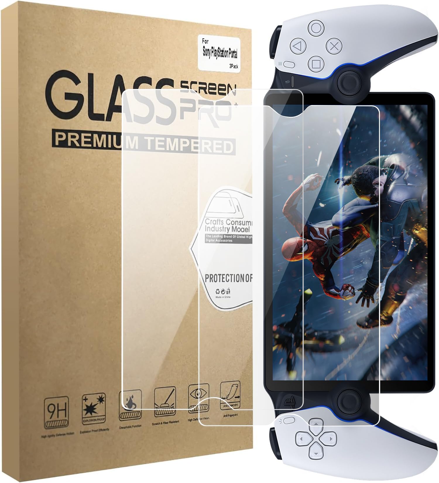 Screen Protector Compatible with PlayStation Portal Remote Player, 9H Hardness Anti-Scratch Tempered Glass Film, PS5 Portal Screen Film, Bubble-Free, Anti-Fingerprint (2 Pack)