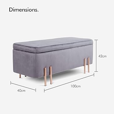 Beautify Gris Banco Rectangular con Almacenamiento con Patas Color Oro