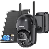 SEHMUA 4G LTE Cellular Solar Security Camera Wireless Outdoor, No WiFi Solar Powered Camera, 360° Live View, 2K Color Night Vision, PIR Motion Sensor, 2 Way Talk, Built in SIM Card