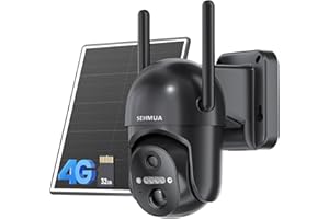 SEHMUA 4G LTE Cellular Solar Security Camera Wireless Outdoor, No WiFi Solar Powered Camera, 360° Live View, 2K Color Night Vision, PIR Motion Sensor, 2 Way Talk, Built in SIM Card