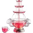 Nostalgia 3-Tier Party Fountain Holds 1 Gallon, LED Lighted Base, Includes 5 Reusable Cups, Clear