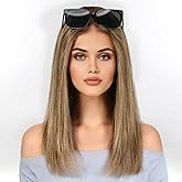 KKU 16 Inch Brown Mixed Blonde Human Hair Wigs for Women,5x5 Lace Front Wigs Human Hair,wigs for women