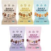 Daily Crunch Sprouted Almonds, 1.5 Ounce Mini, On-The-Go Bags (Variety Pack, 5 Pack) Packaging May Vary, Contains: Original S