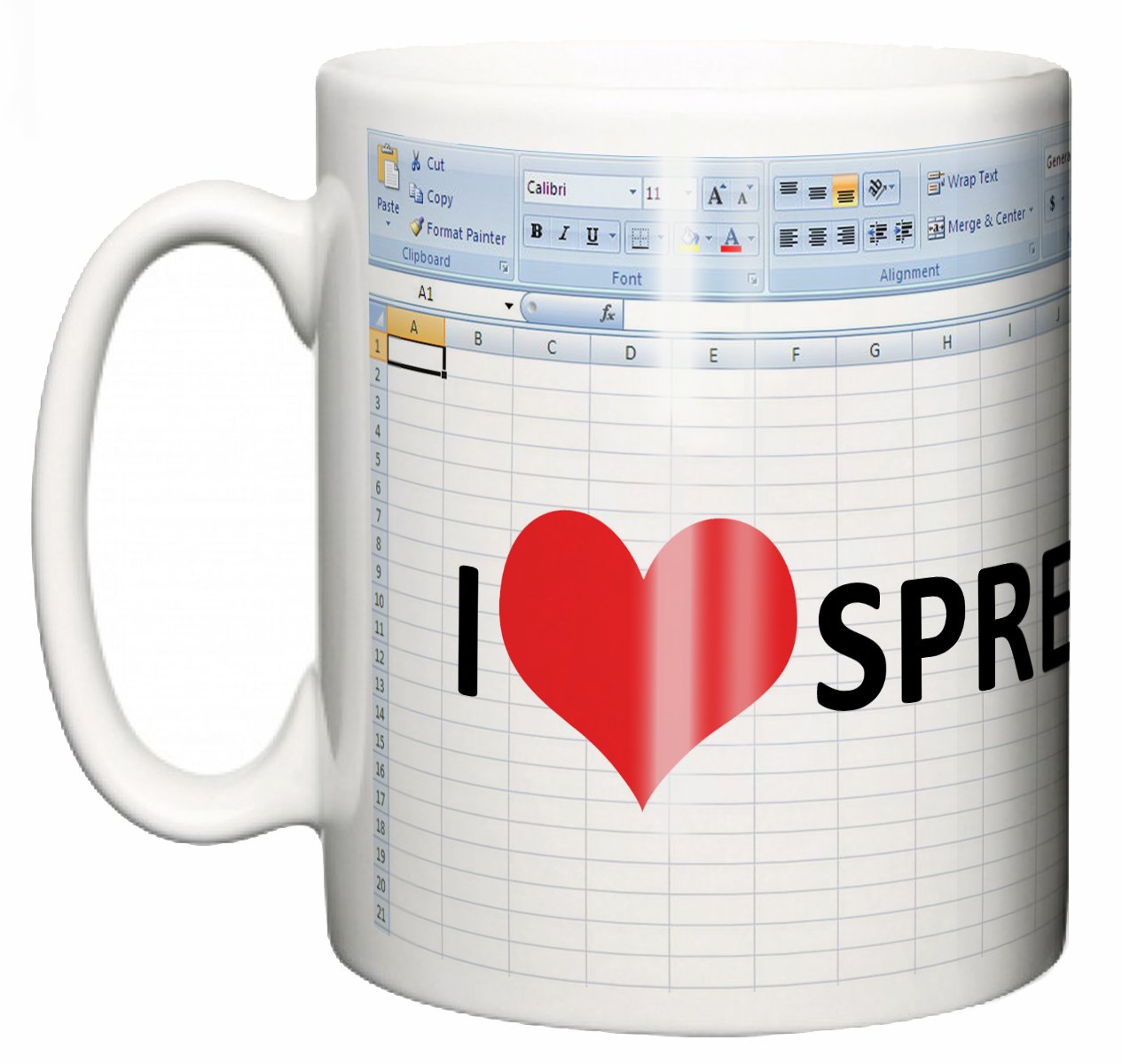 Image is Everything IiE, I Love Heart Spreadsheets, cool funny Office novelty ceramic coffee or tea Mug
