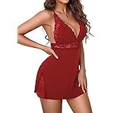 Avidlove Women's Lingerie Sexy Lace Nightgown V Neck Sleepwear Soft Babydoll Chemise