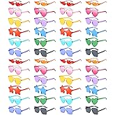 Pibupibu 48 Pack Fun Mixed/Heart/Star Party Sunglasses Bulk Adults, Rimless Colorful Bachelor Party Glasses