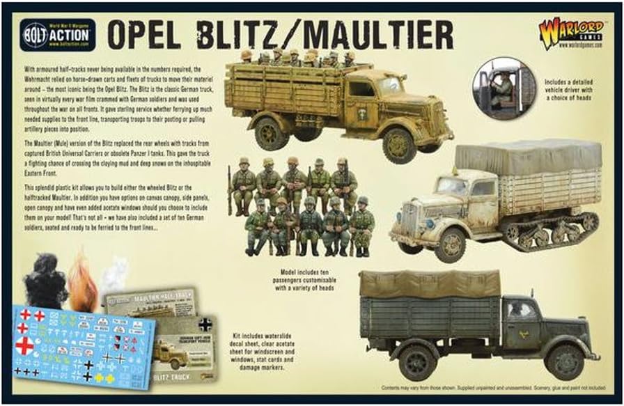 Opel Blitz/Maultier 1:56 / 28mm Plastic Scale Model For Bolt Action by Warlord Games - Highly Detailed World War 2 Miniature - Image 3