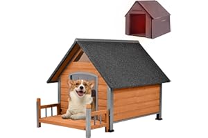 Dog House with Insulated Liner, Waterproof Dog Kennel for Small to Large Sized Dogs, Outdoor Doghouse 100% Insulated Puppy Sh