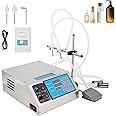 KIMORE 1 Filling Machine,Automatic Bottle Liquid Filler Digital Control for Milk, Water, Wine, Beverage, Soy Sauce, Vinegar, Alcohol, 1-135 Fl Oz Double Nozzle, Silver