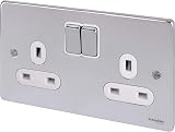 Schneider Electric Low Profile Switched Double Socket 13A Polished Chrome White view 2