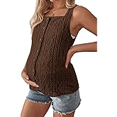 BLENCOT Women's Vest Top Slim Fitted Button Down Knit Vests Stretchy Textured Jacquard Going Out Tops