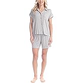 Goodnight Kiss Chic Women's Pajama Set - Soft 2 Piece Button Down Shirt and Sleep Shorts