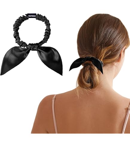 Amazon.com : THXSILK Mulberry Silk Scrunchies with Bow  display picture 3