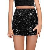 Haloumoning Girls Sequin Skirt High Waisted Mini Skirts Sparkle Glitter Party Skirts 5-14 Years