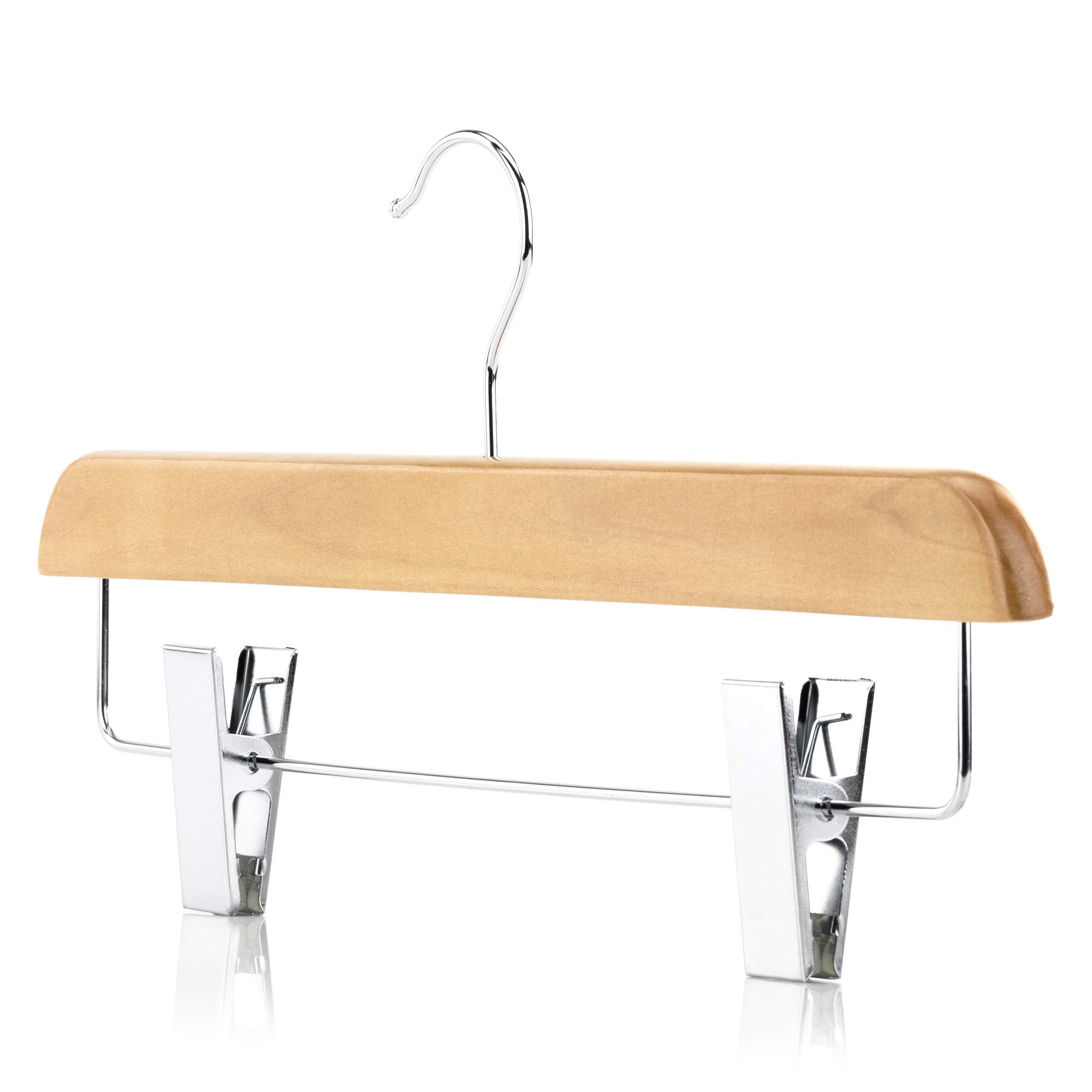 Hangerworld 10 Natural Wooden 36cm Clothes Coat Garment Hangers with Trouser Skirt Clips