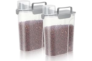 LEAWALK 10Lbs Airtight Cat Food Storage Container, Dog Food Storage Container With Upgraded Large Nozzle, BPA-Free Pet Food Storage Containers For Rice, Grain, Pet Food, Flour Dog Treat Storage-2Pack Grey