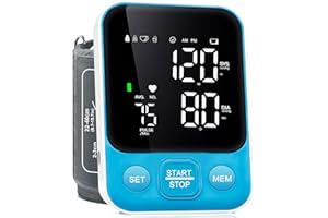 OKLAR Blood Pressure Monitor Upper Arm Monitors for Home Use BP Machine Sphygmomanometer 2x120 Reading Memory Adjustable Arm Cuff 8.7"-15.7" Large Display with LED Background Light Storage Bag Light Blue