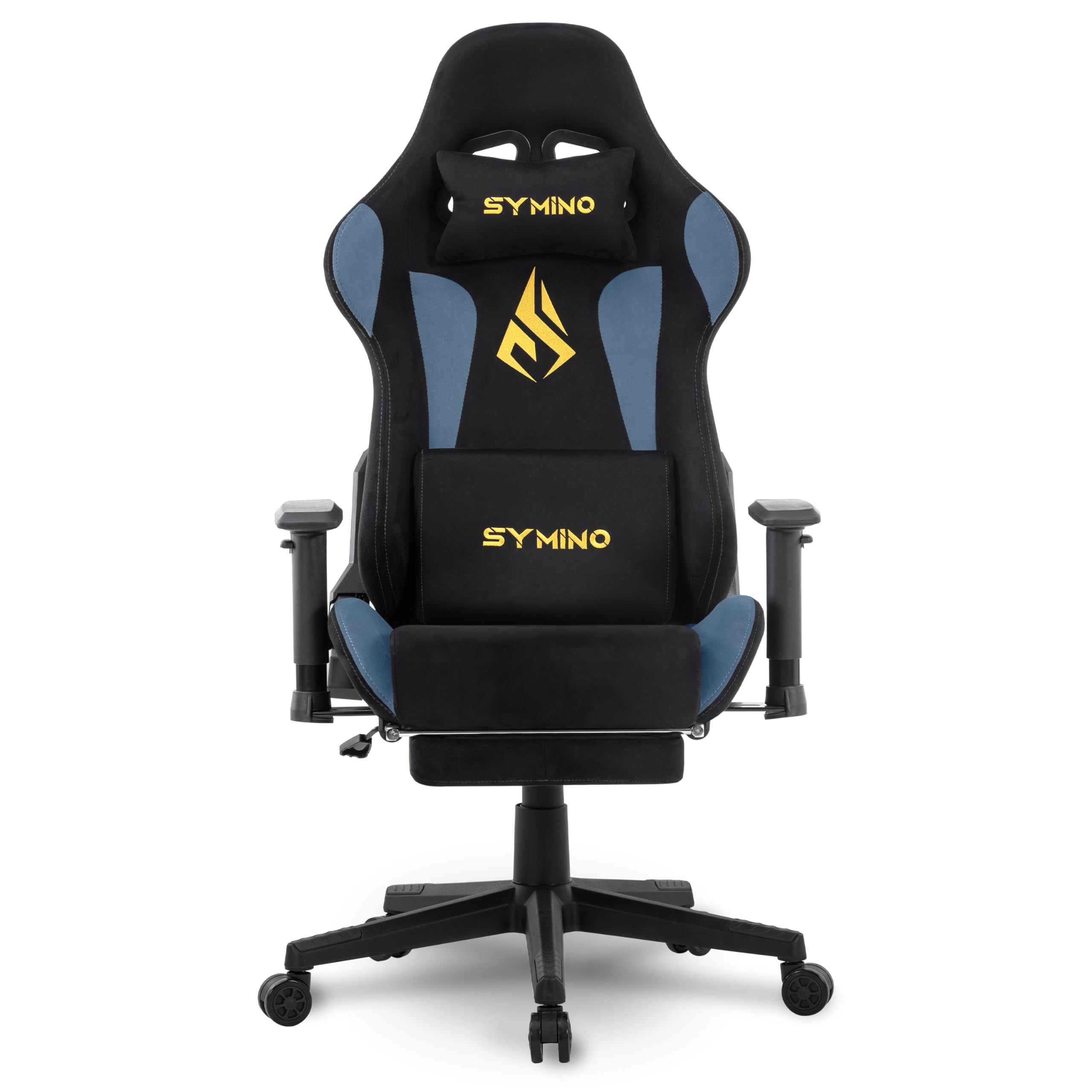 Symino Gaming Chair With Footrest, Computer Chair For Teens With Headrest And Lumbar Support, Ergonomic Pc Chair, Height Adjustable Rotating Task Chairs, Black Blue - View 9
