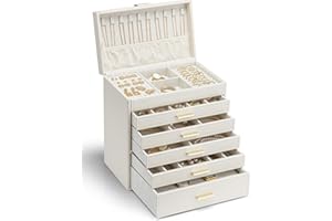 Vlando Large Jewelry Organizer Box for Women Girls,6-Layer Jewelry Organizer for Necklaces Earrings Bracelets Rings watchs,la